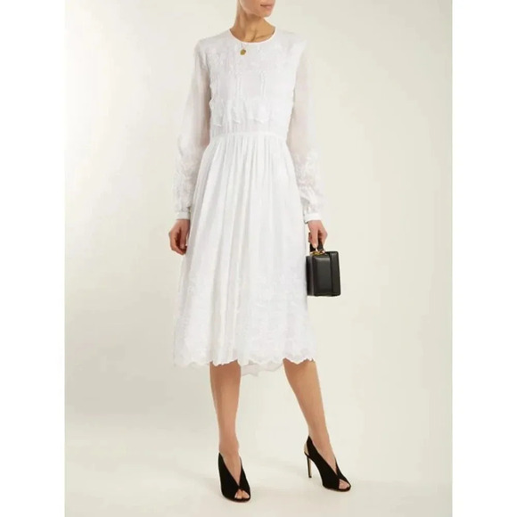 BURBERRY Elena Voile Dress In White - Picture 1 of 14